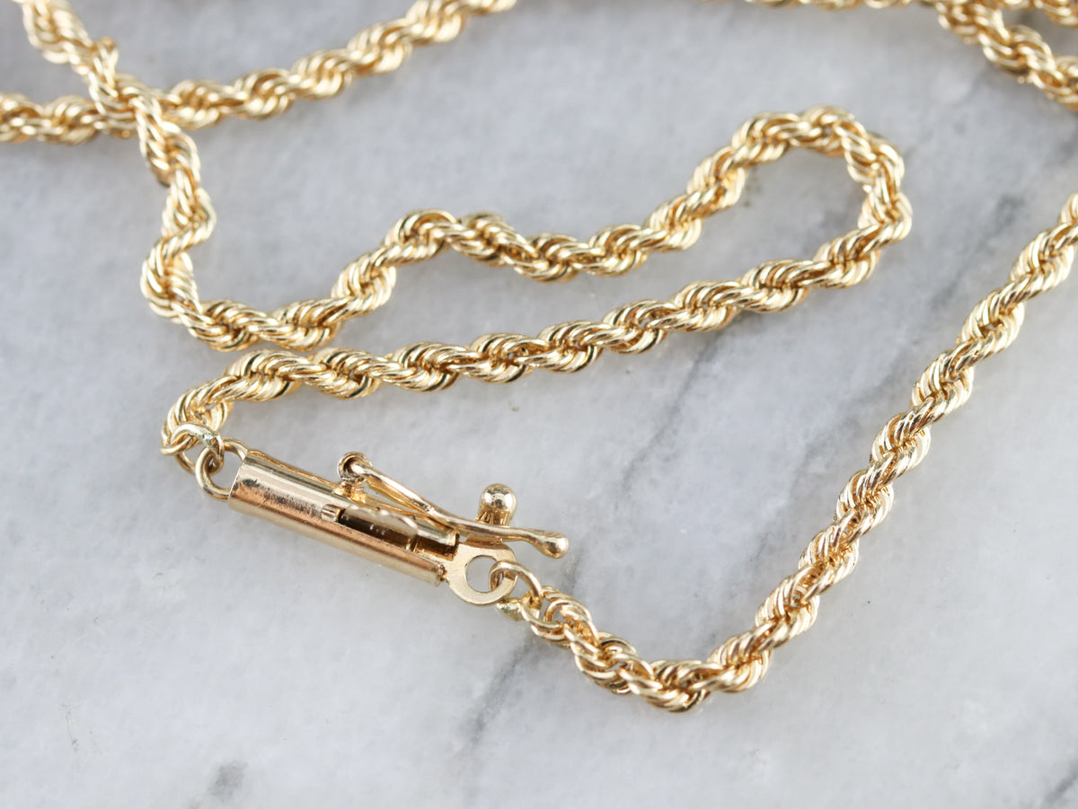 Long Yellow Gold Rope Twist Chain