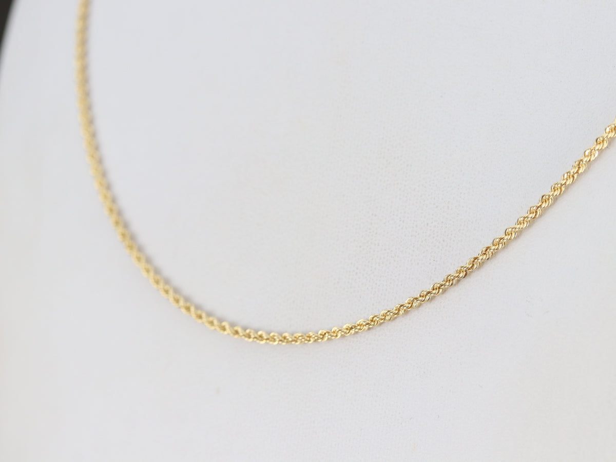 Long Yellow Gold Rope Twist Chain