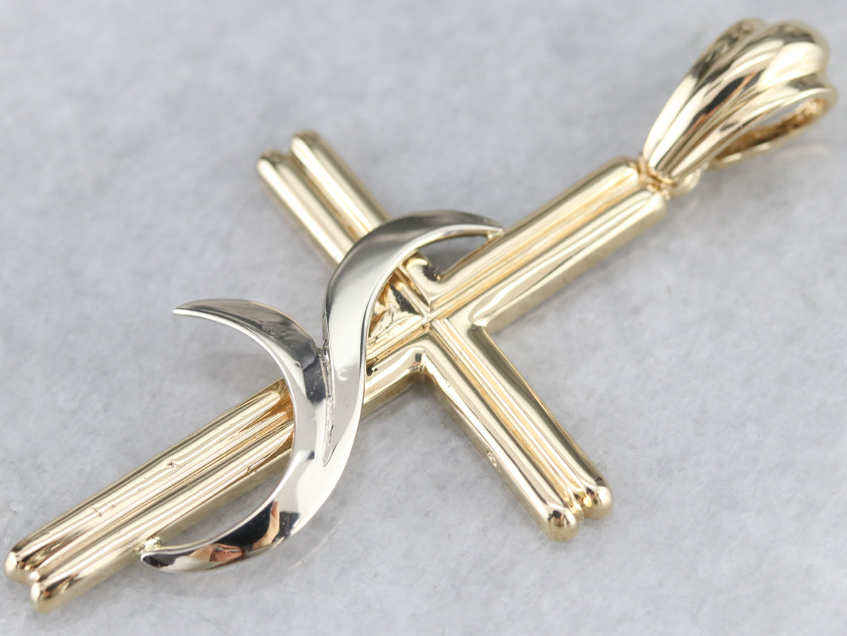 Modernist Gold Cross Pendant