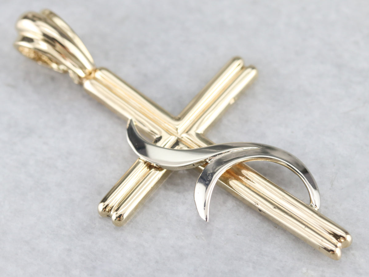 Modernist Gold Cross Pendant