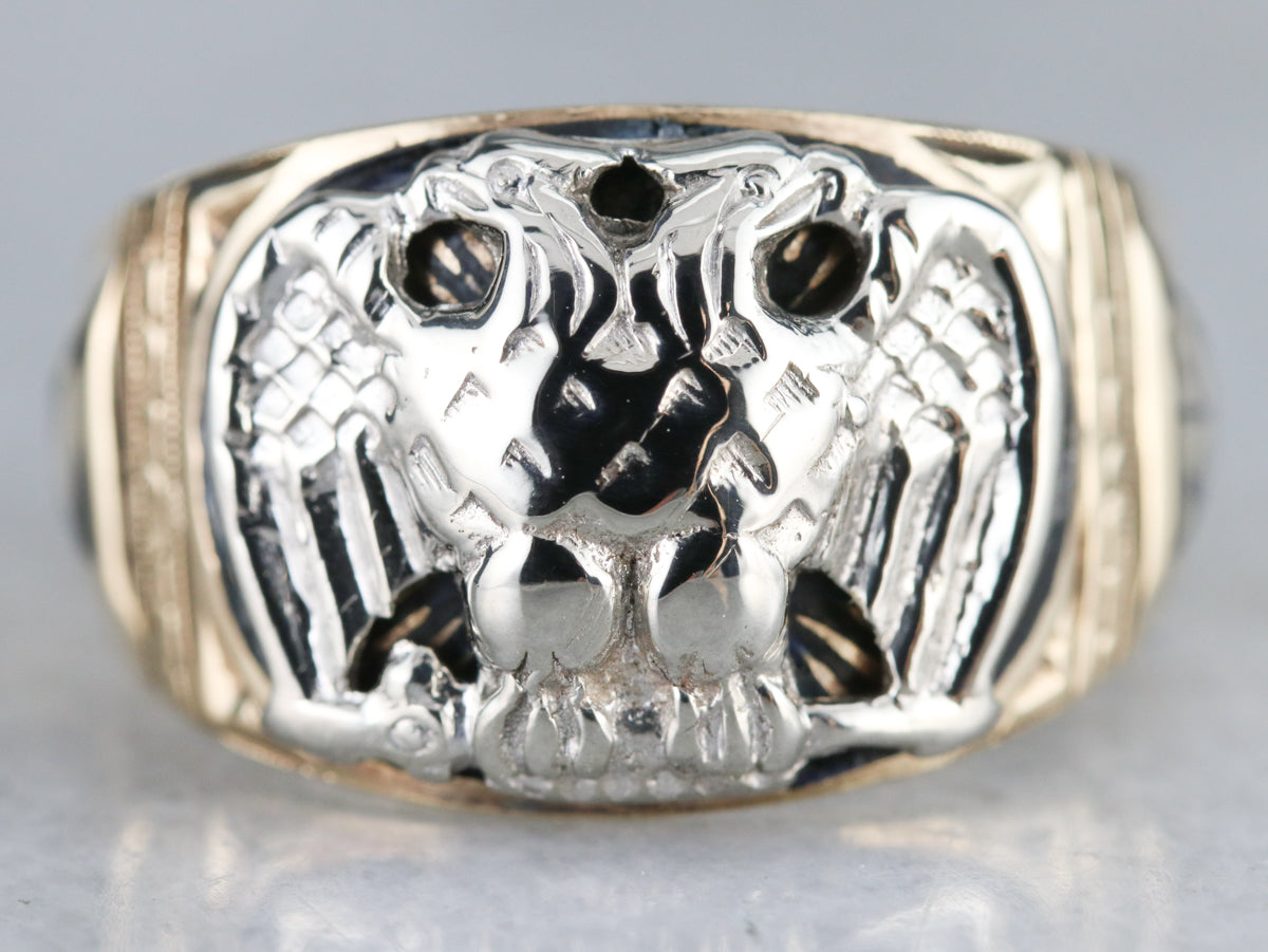 Anillo masónico de águila de dos cabezas para hombre