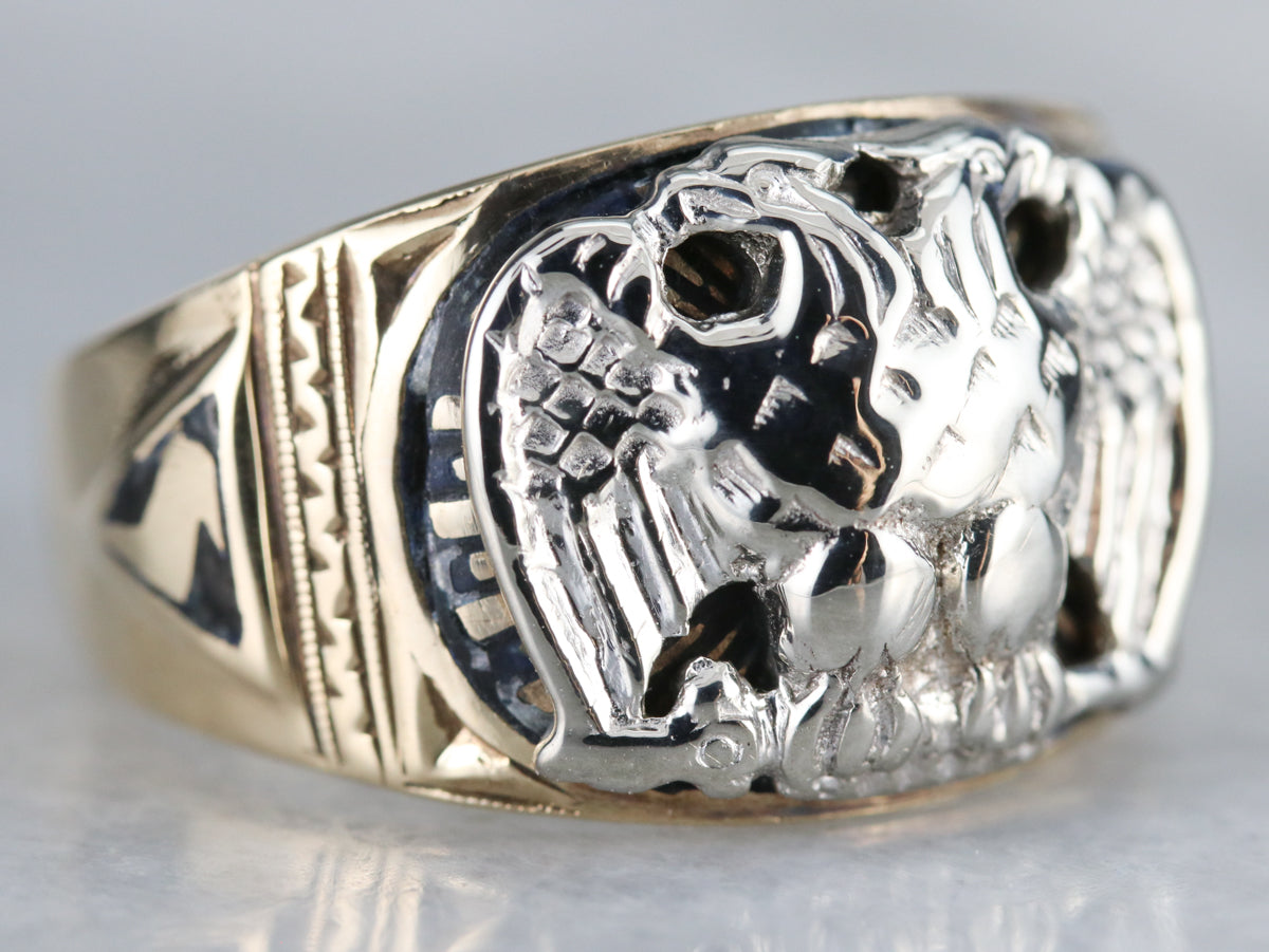 Double headed eagle masonic ring clearance