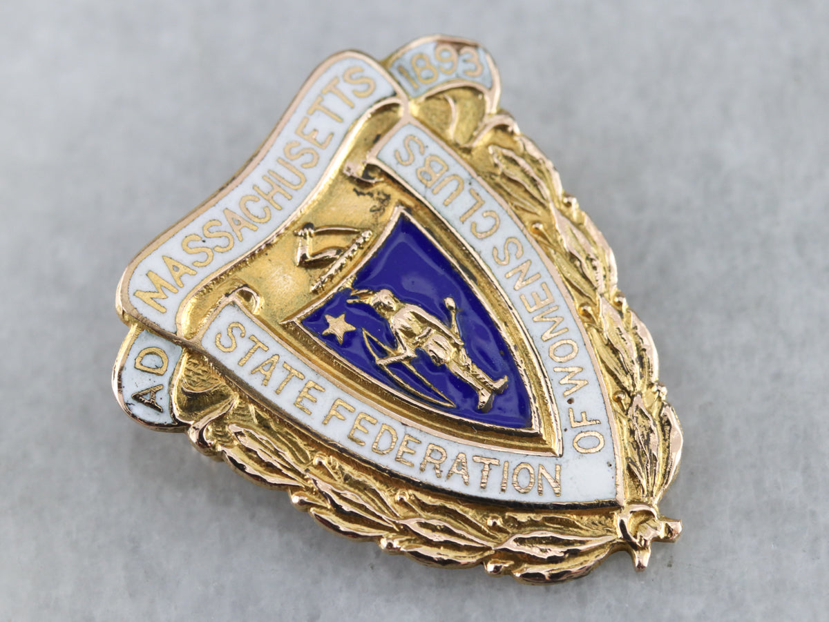 Broche de la Federación de Clubes de Mujeres del Estado de Massachusetts