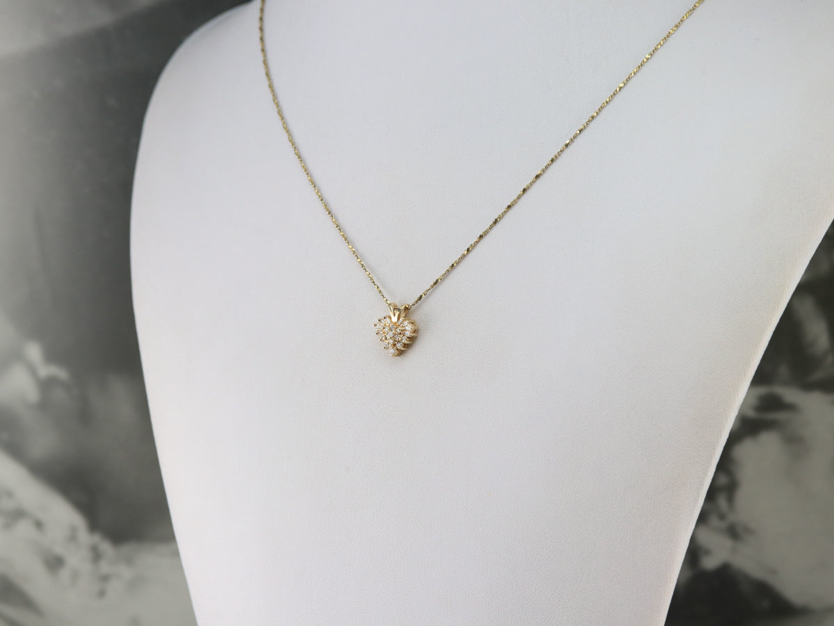 Gold Diamond Heart Cluster Pendant