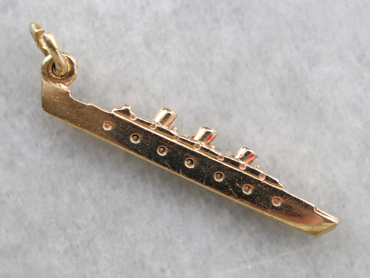 Gold "Queen Of Bermuda" Ocean Vessel Charm