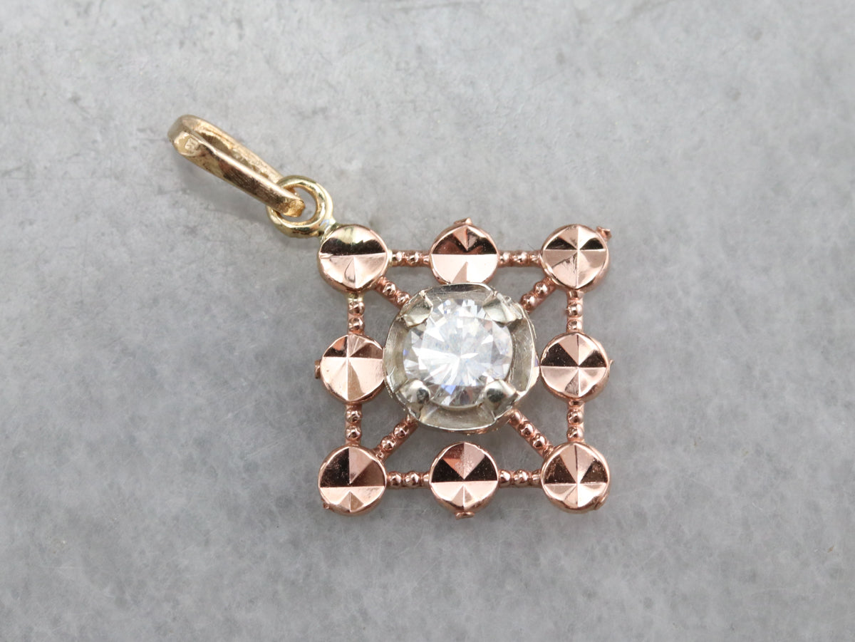 Mixed Metal Diamond Pendant