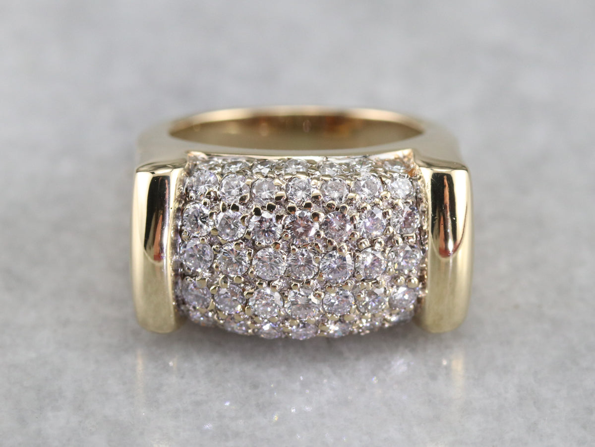 Diamond Encrusted Gold Statement Band