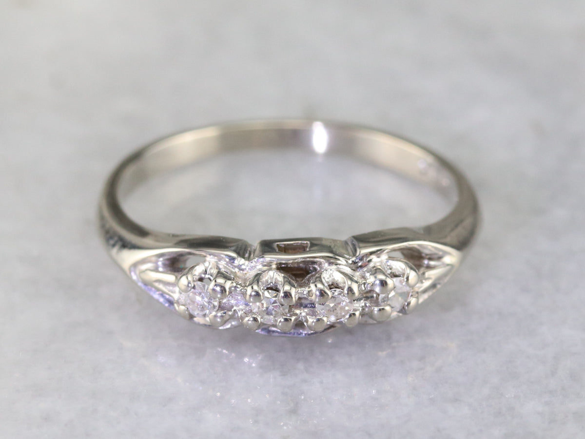 Four Diamond White Gold Sweetheart Ring