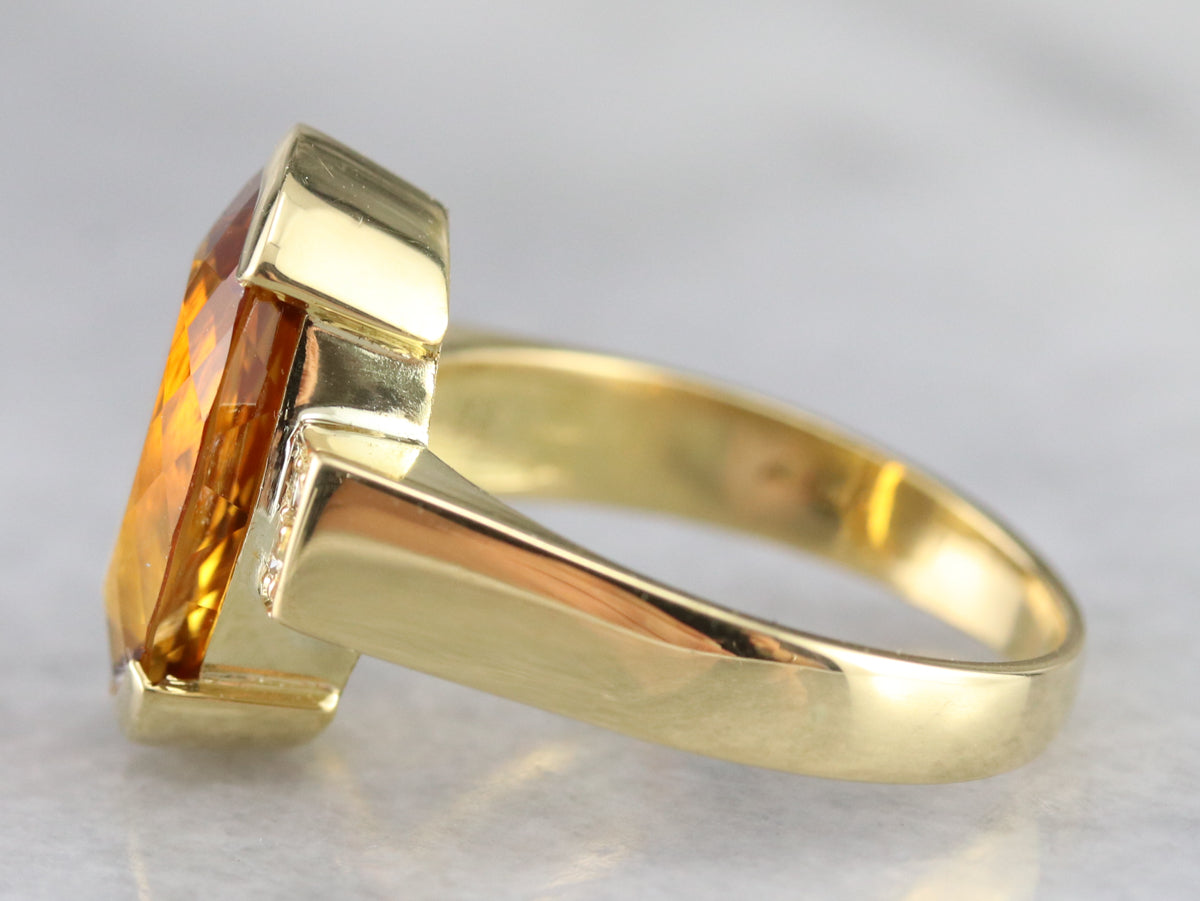 Citrine and Diamond Statement Ring