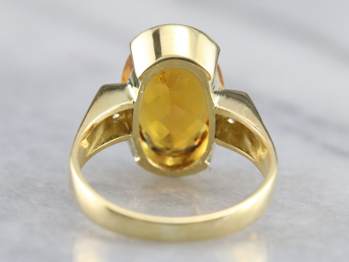 Citrine and Diamond Statement Ring