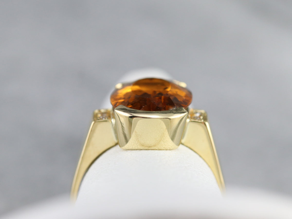 Citrine and Diamond Statement Ring