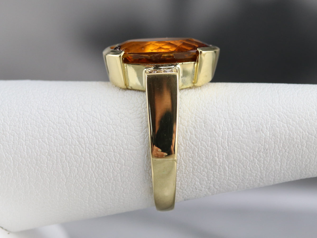 Citrine and Diamond Statement Ring