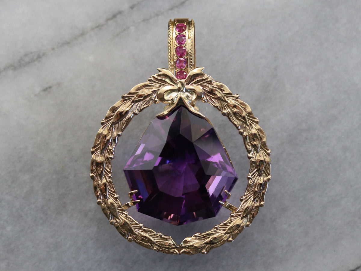 Amethyst and Ruby Statement Pendant