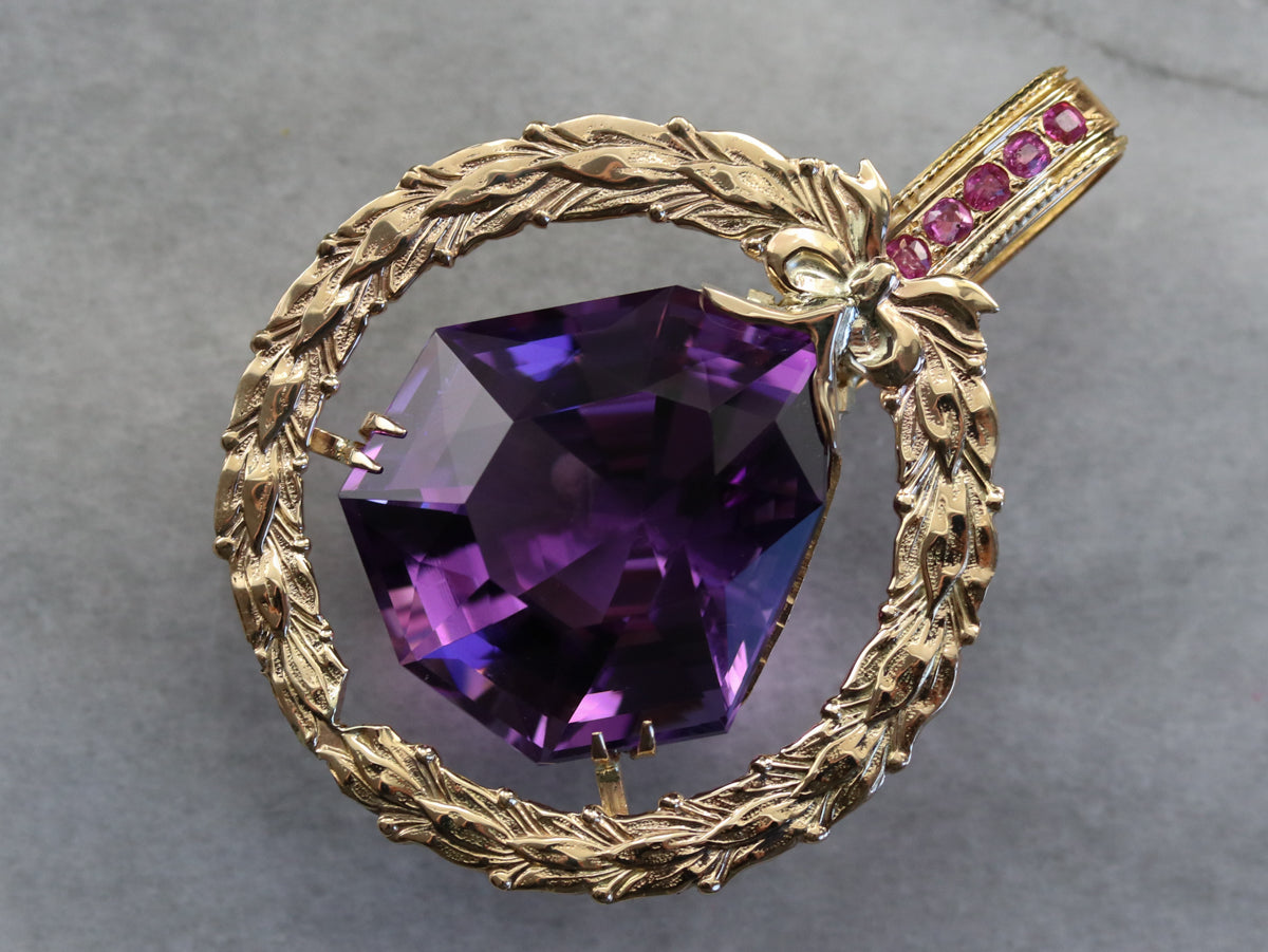 Amethyst and Ruby Statement Pendant