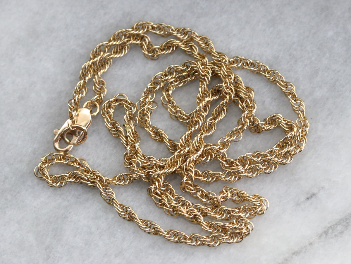 Long Gold Rope Twist Chain Necklace