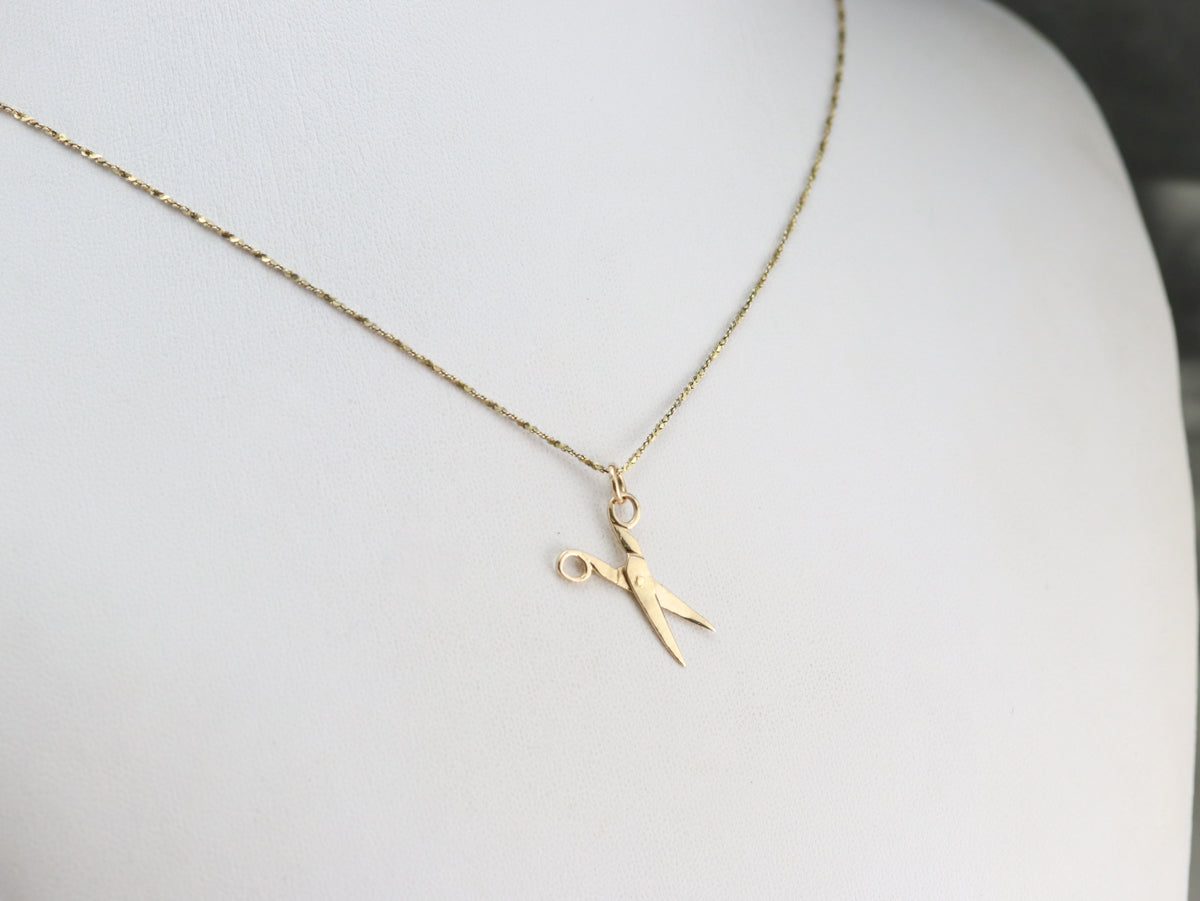Gold Moveable Scissors Charm