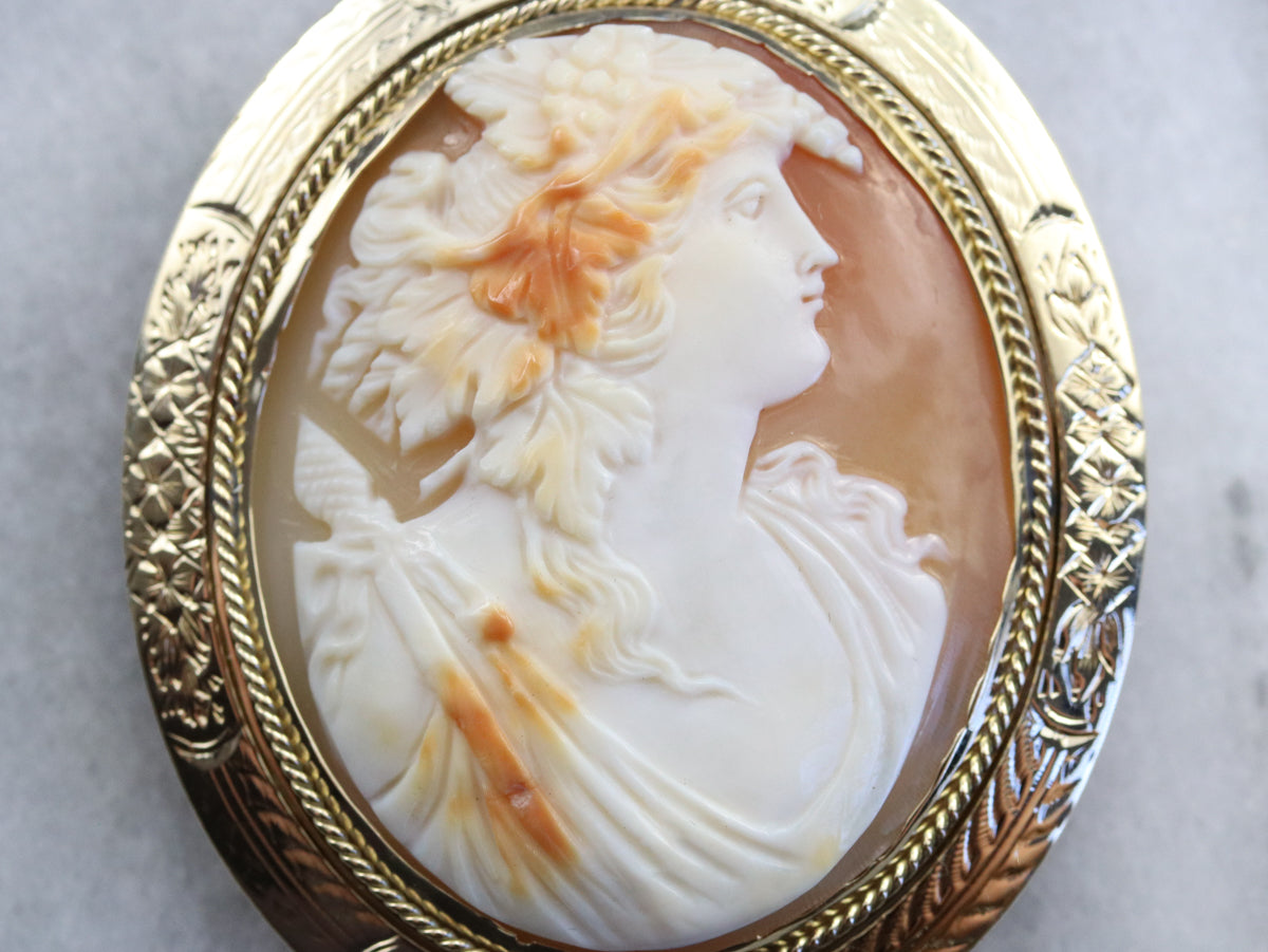 Large Vintage Cameo Brooch