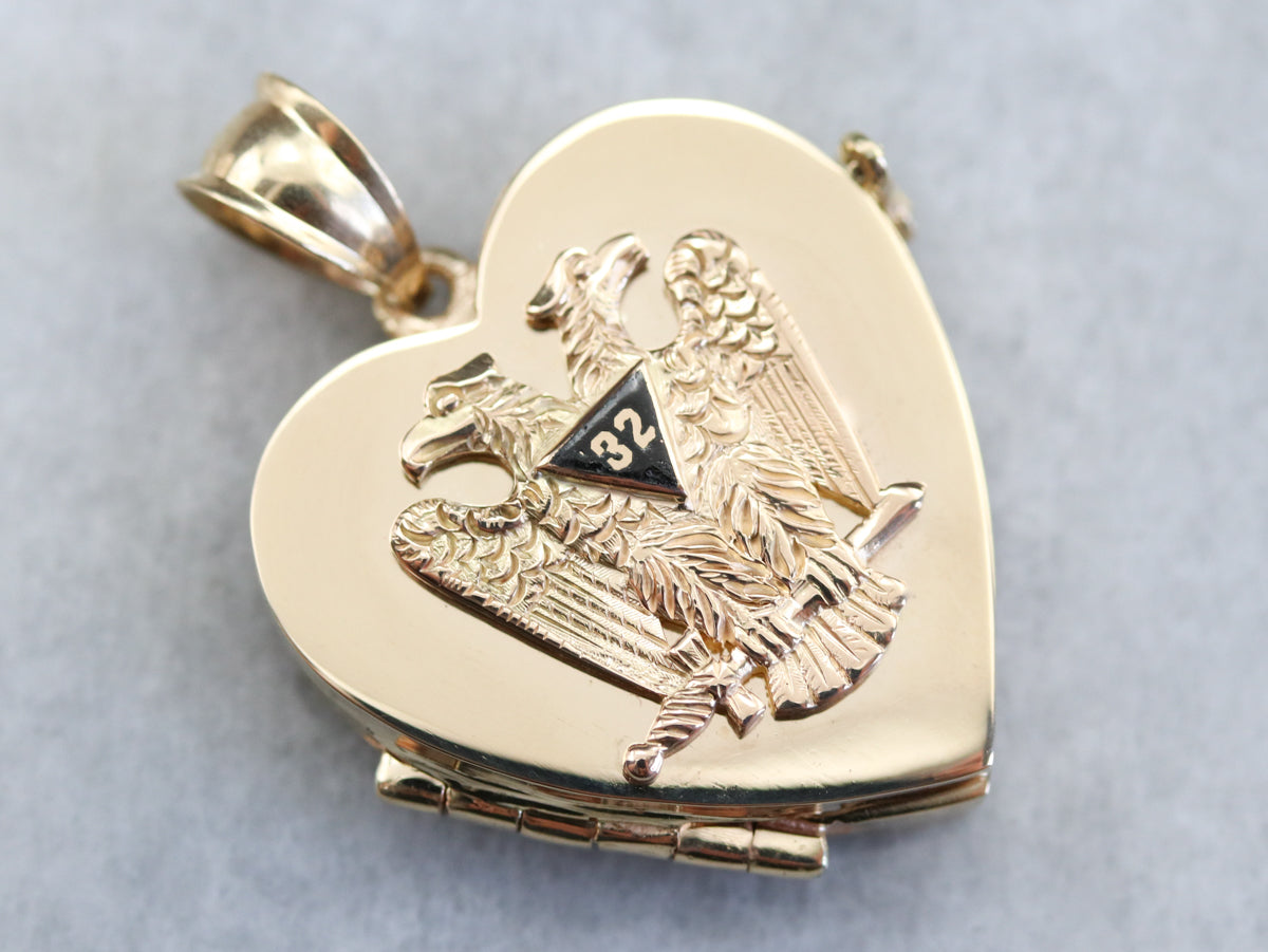 Gold Heart Masonic Locket