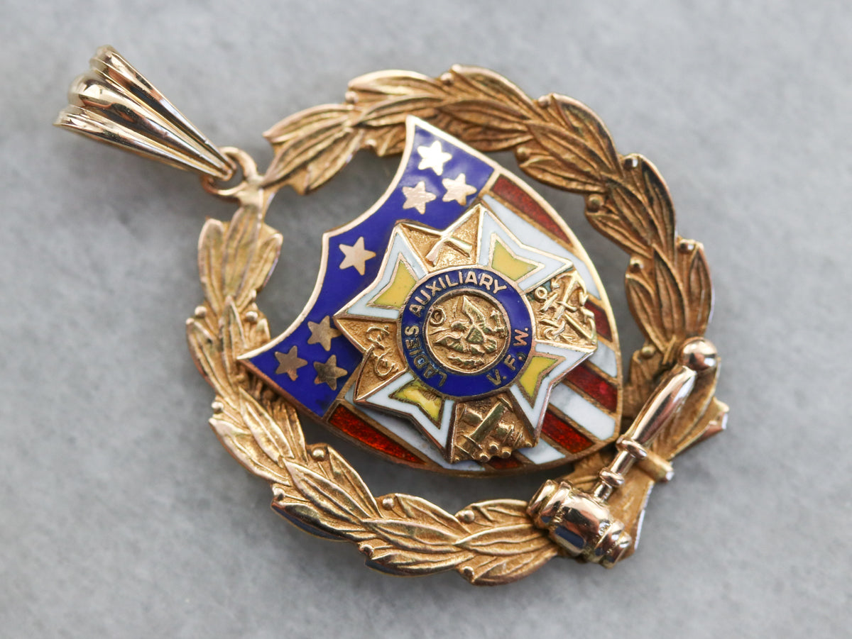 Gold Ladies Auxiliary V.F.W Pendant