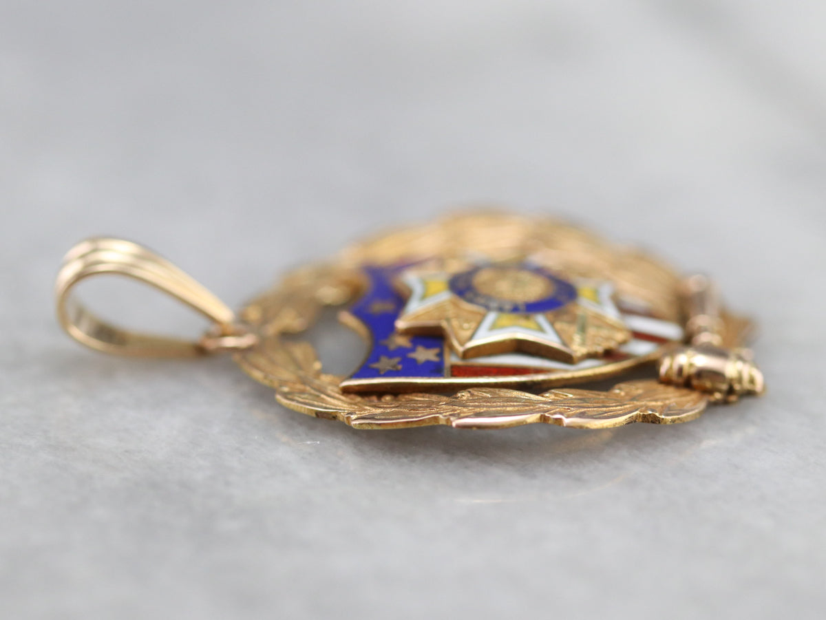 Gold Ladies Auxiliary V.F.W Pendant