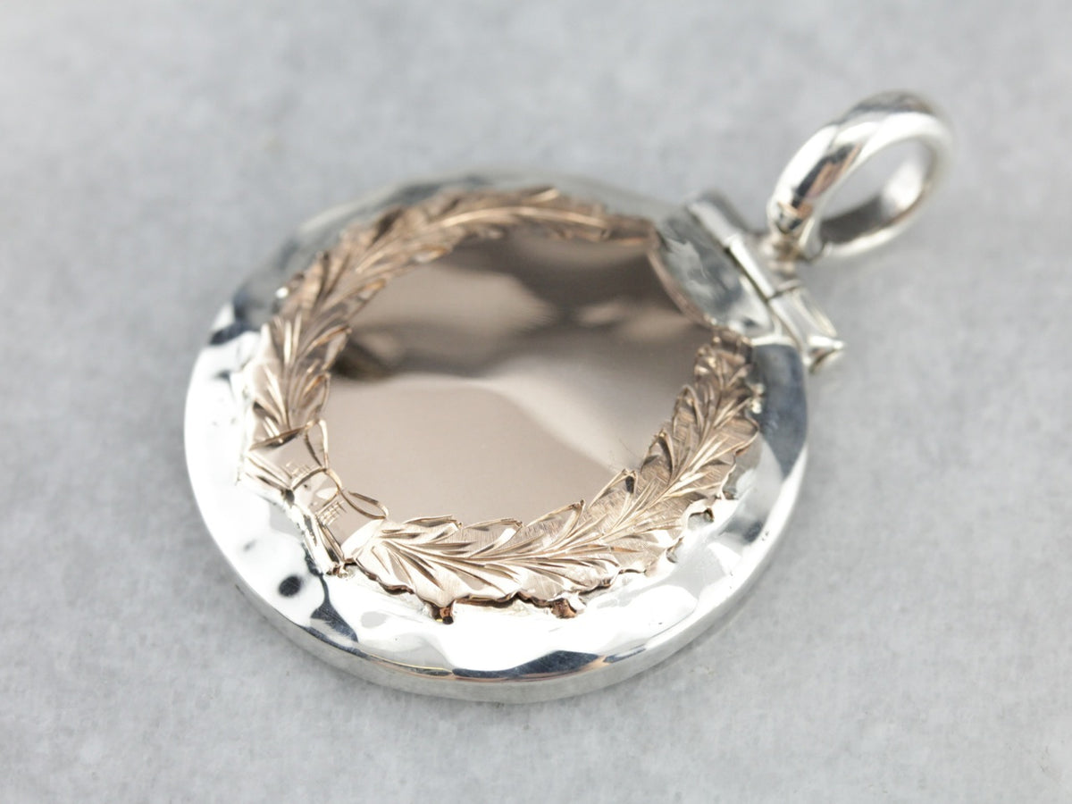 Heavy Wreath Medal Mixed Metal Pendant