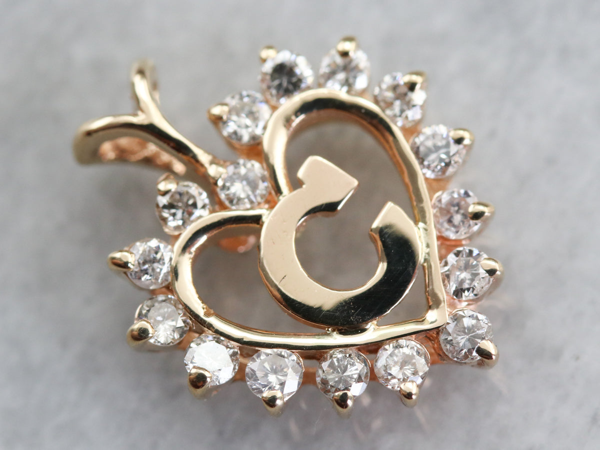 Diamond Halo &quot;C&quot; Initial Pendant