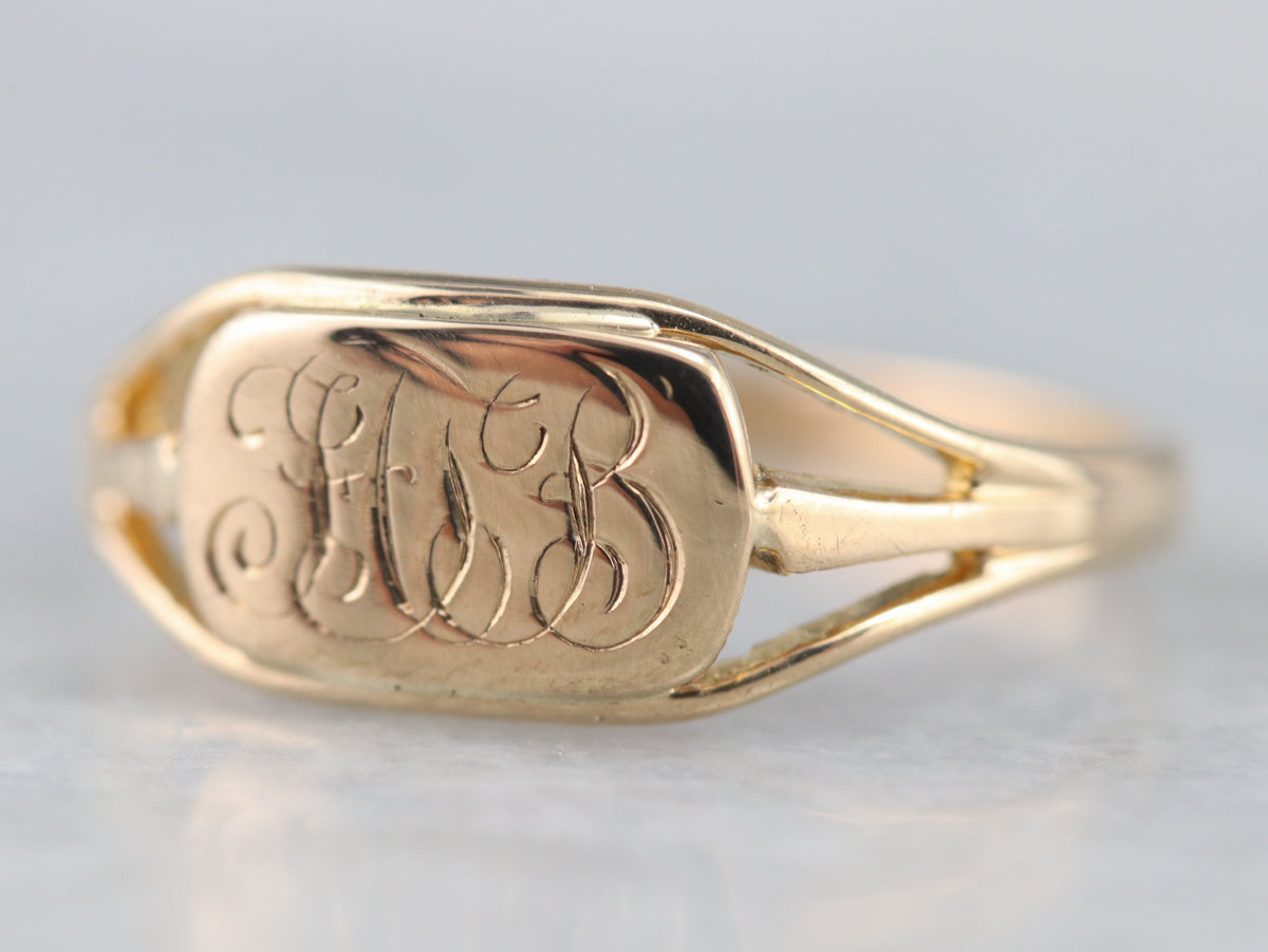 Ladies Gold &quot;FTB&quot; Monogrammed Signet