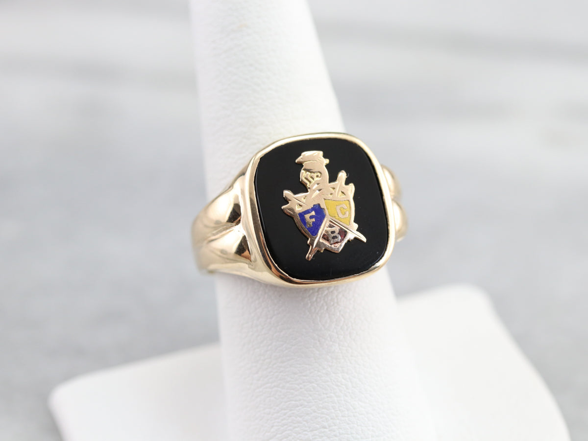 Men's Knight of Pythias Onyx Ring