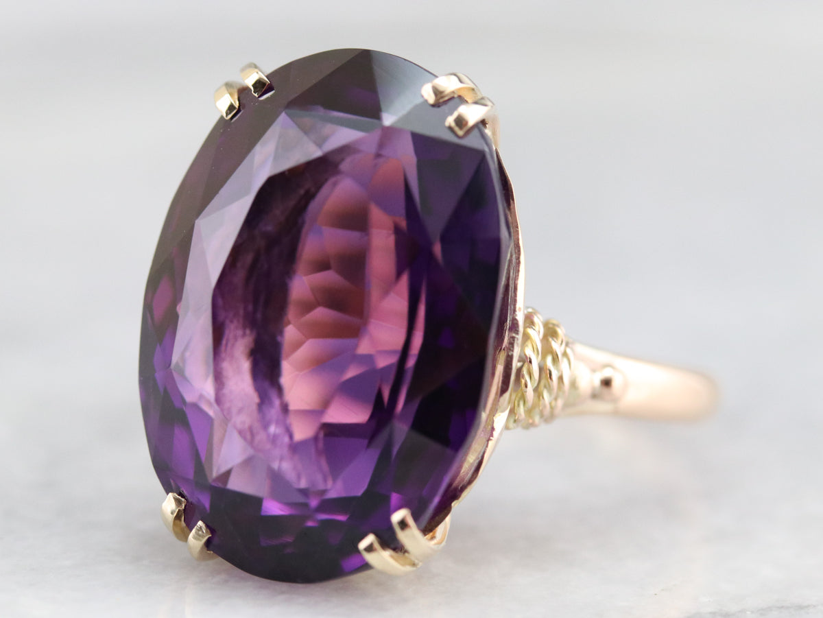 Vintage Gold Amethyst Cocktail Ring