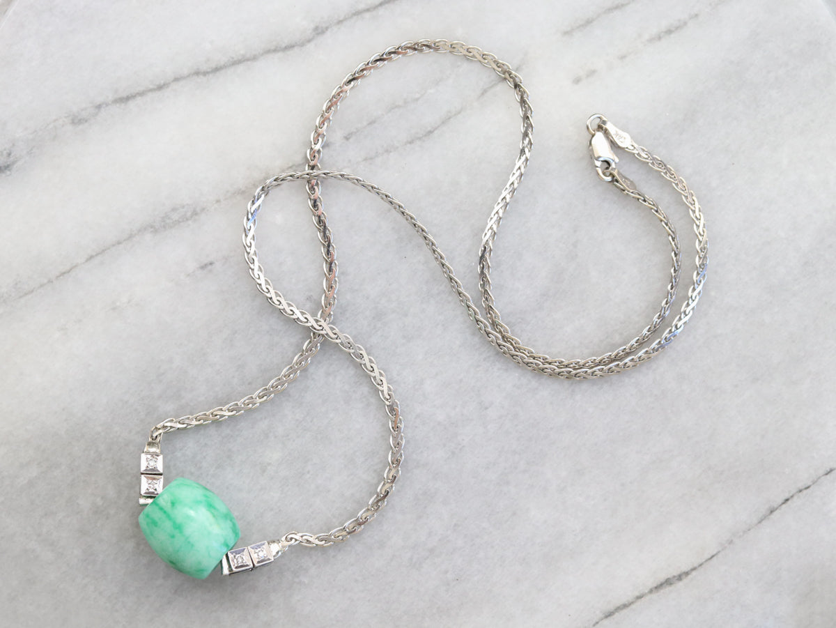 Beaded Dyed Jade and Diamond Necklace