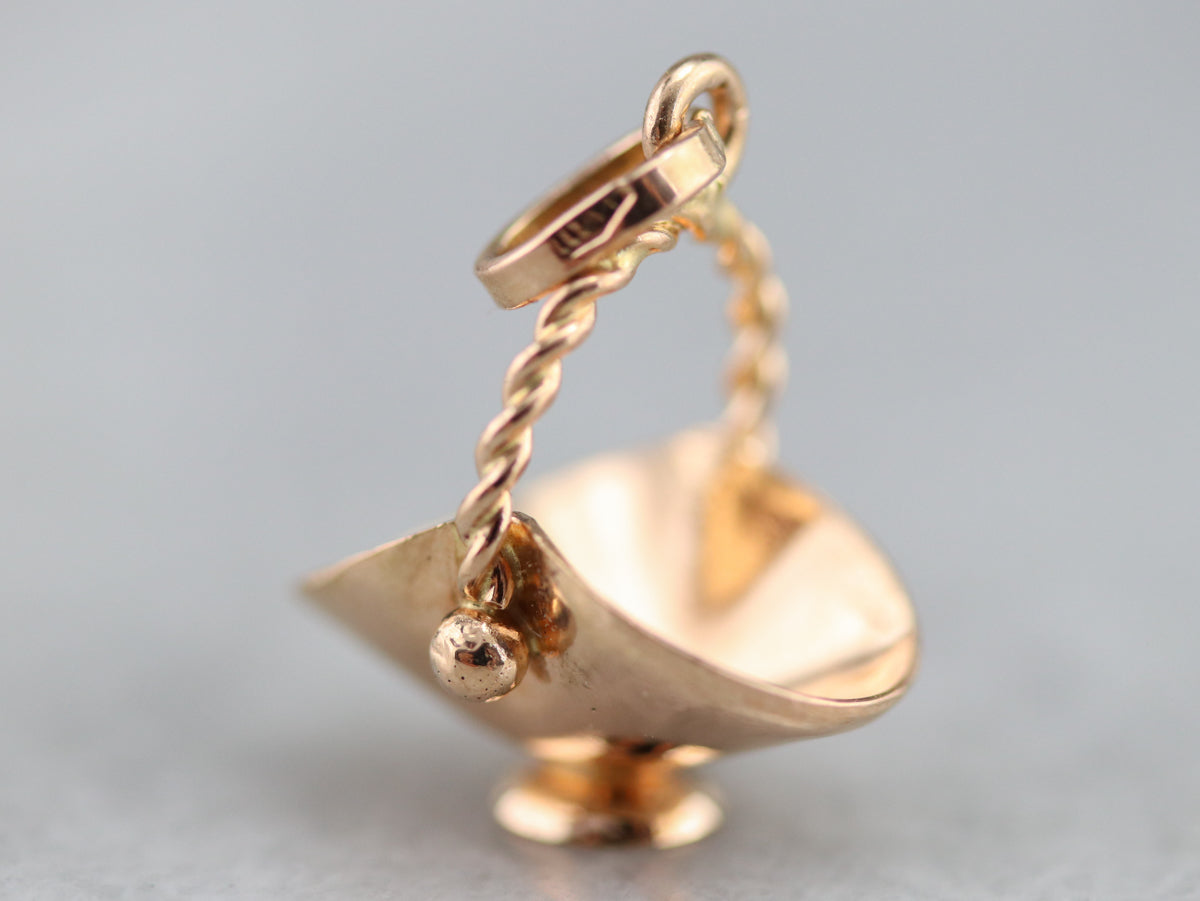 Vintage Rose Gold Fruit Basket Charm