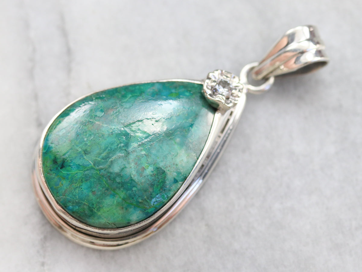 Diamond Chrysocolla Pendant