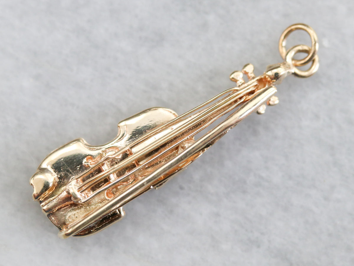 Yellow Gold Violin Charm