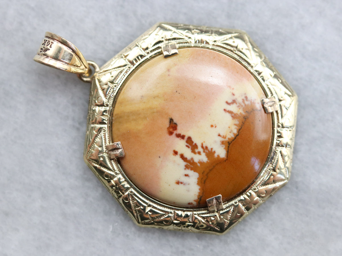 Etched Gold Jasper Pendant