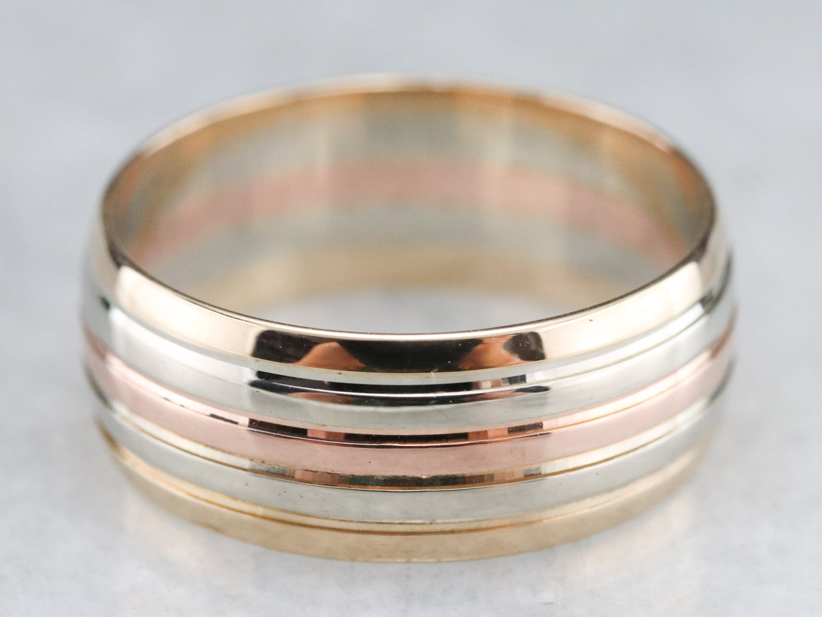 Wide Mixed Metal Stacking Band