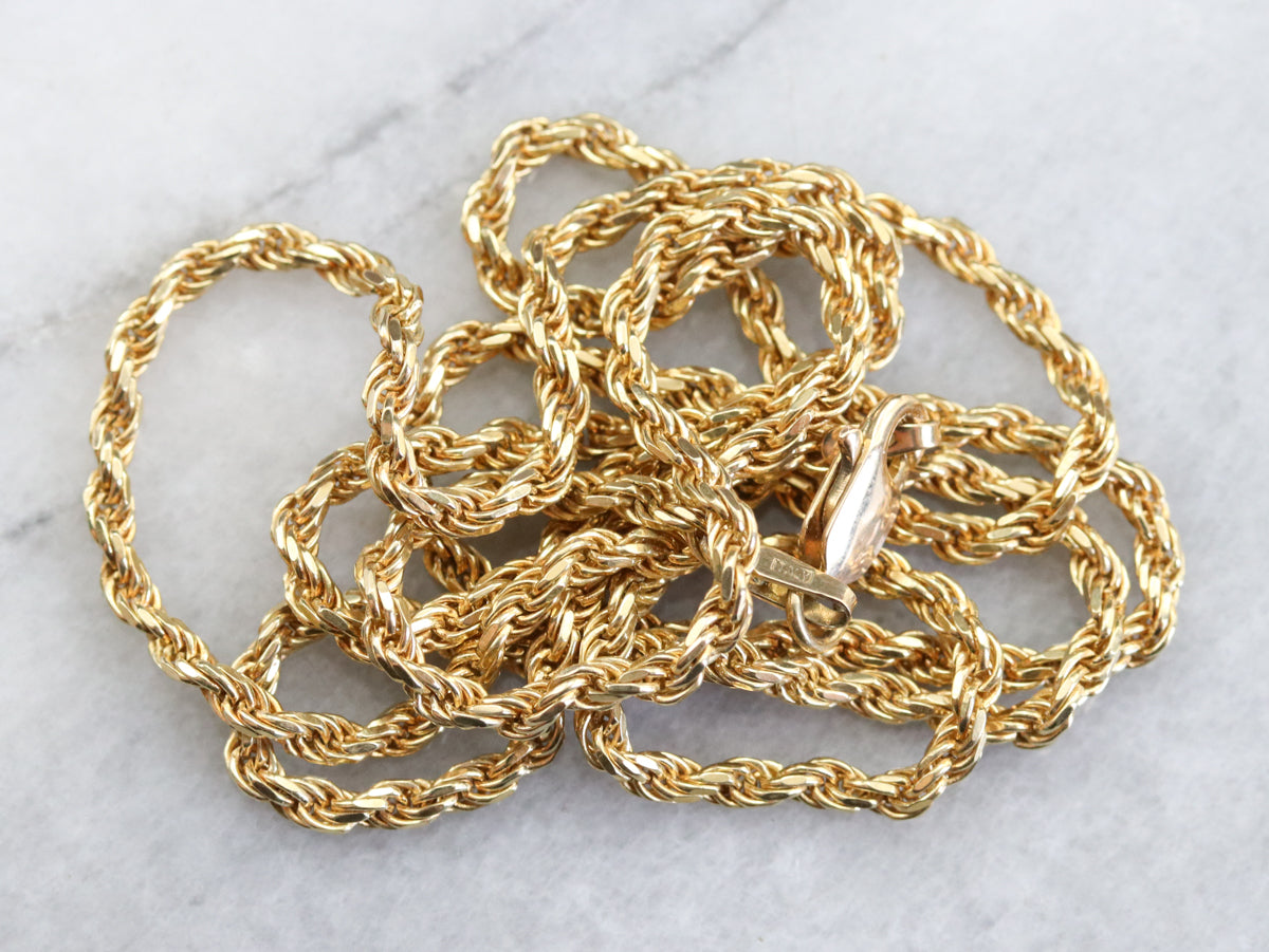 Italian 18K Yellow Gold Rope Chain