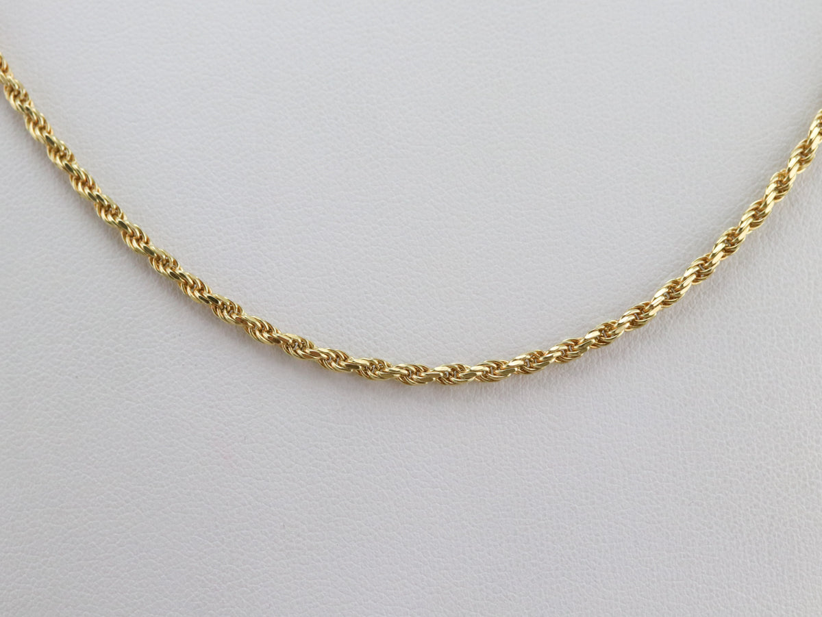 IROLD 14K Yellow Gold Rope Chain Necklace - 14K Italian Yellow Gold Rope Necklace Chain