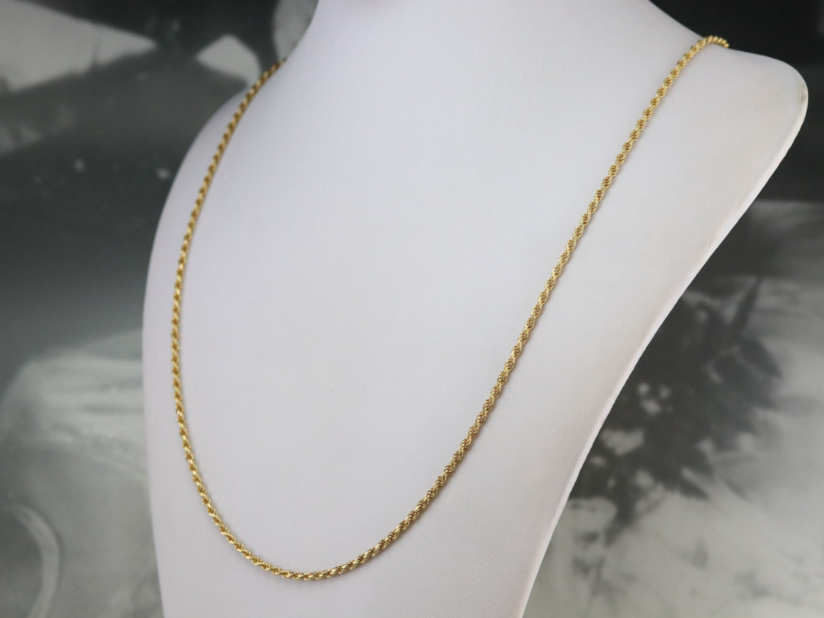 Italian 18K Yellow Gold Rope Chain