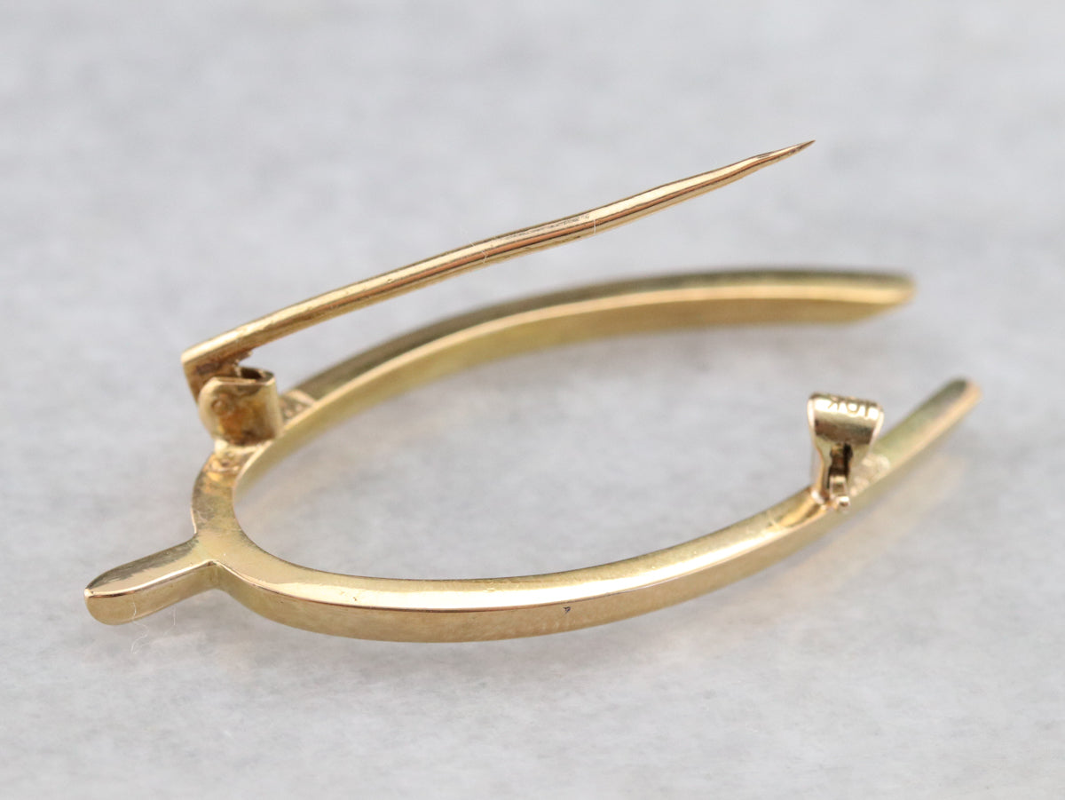 Vintage Gold Wishbone Brooch