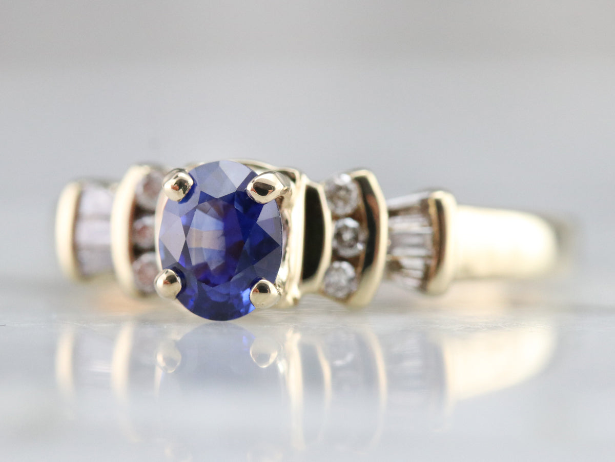 Deep Blue Sapphire Engagement Ring