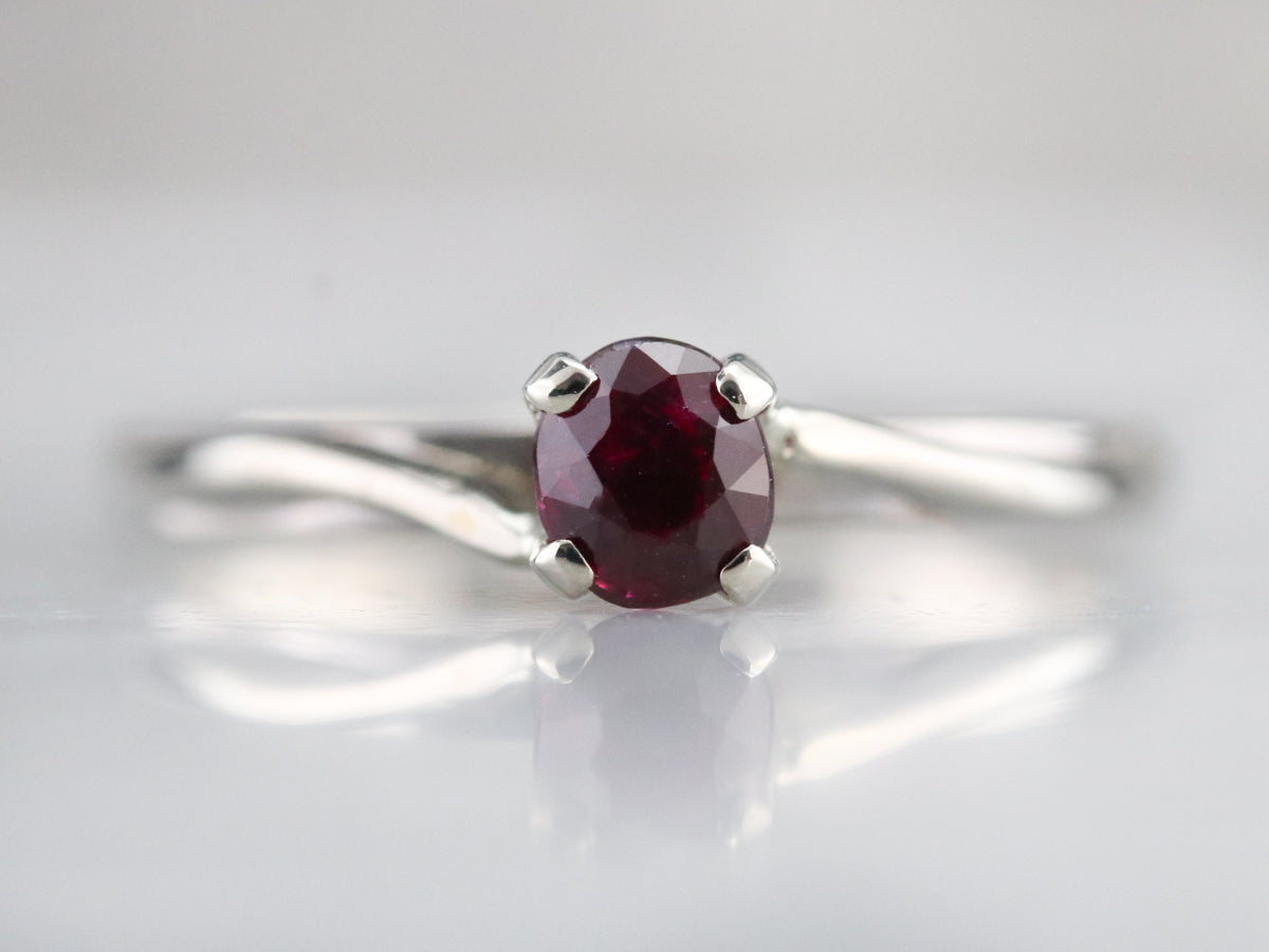 White Gold Ruby Solitaire Ring