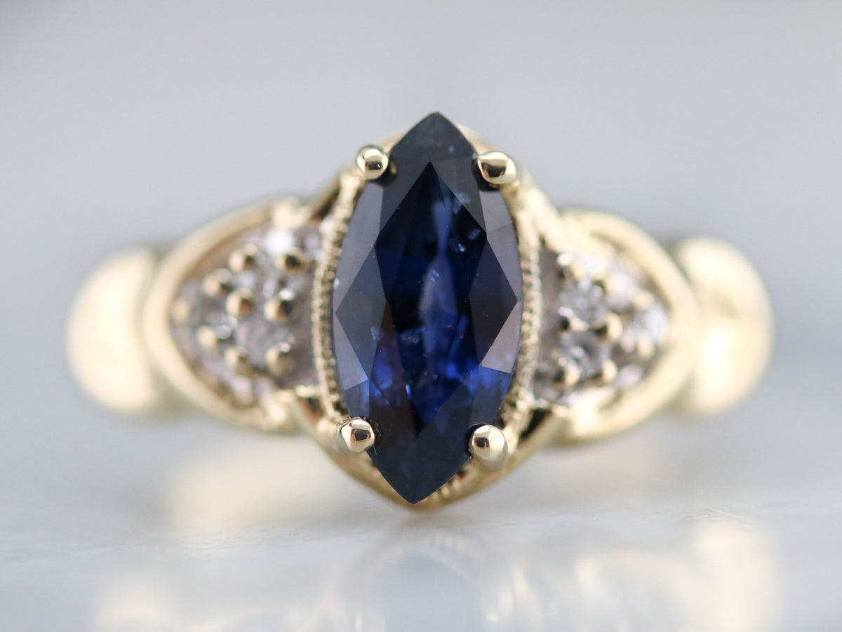 Marquise Sapphire and Diamond Ring