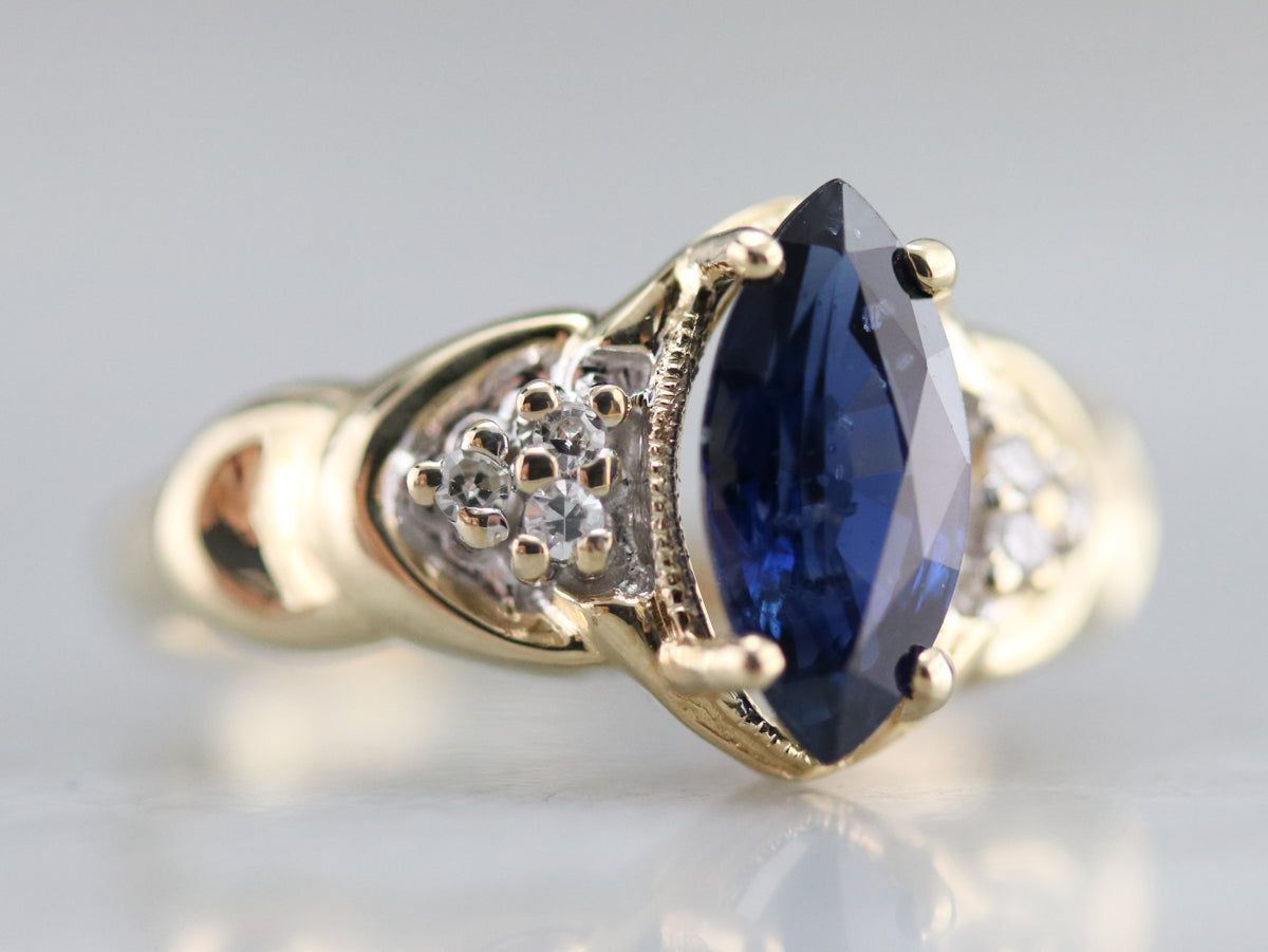 Marquise Sapphire and Diamond Ring