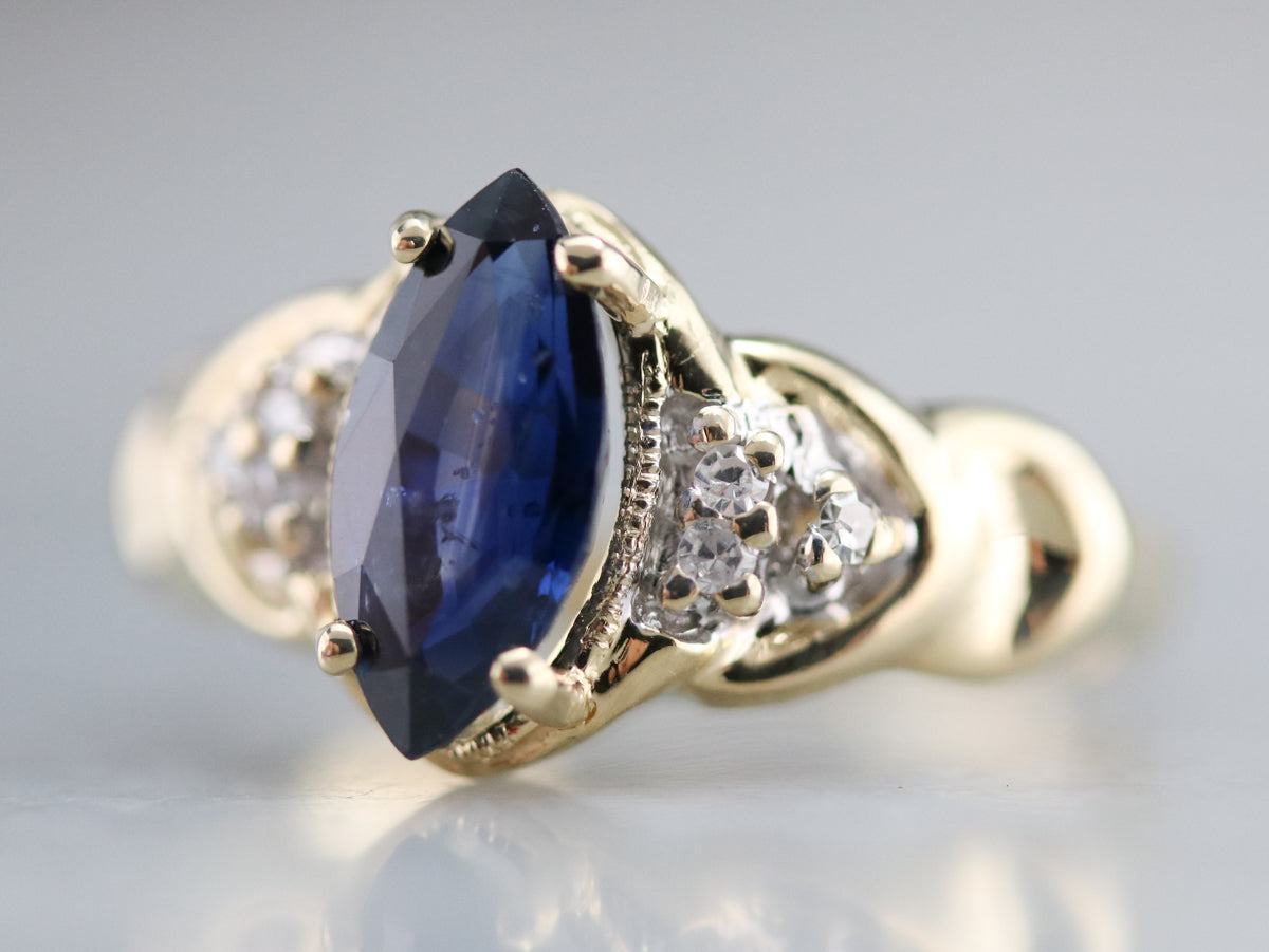 Marquise Sapphire and Diamond Ring