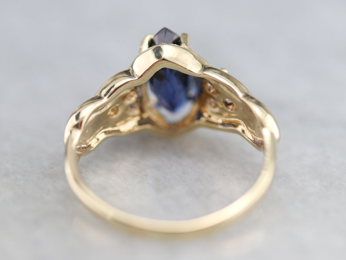 Marquise Sapphire and Diamond Ring