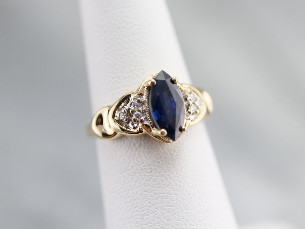 Marquise Sapphire and Diamond Ring