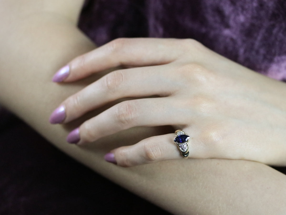 Marquise Sapphire and Diamond Ring