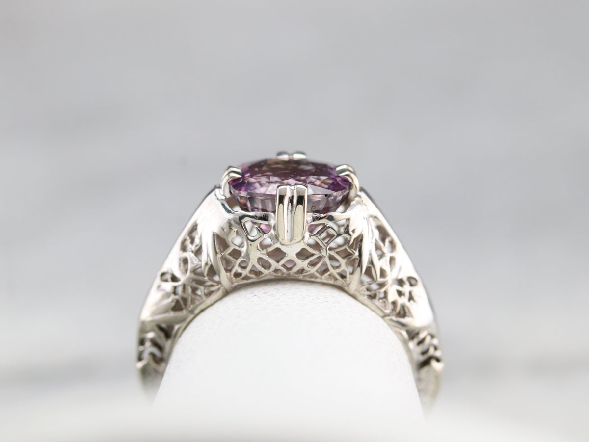 Art Deco Pink Ceylon Sapphire Solitaire Ring