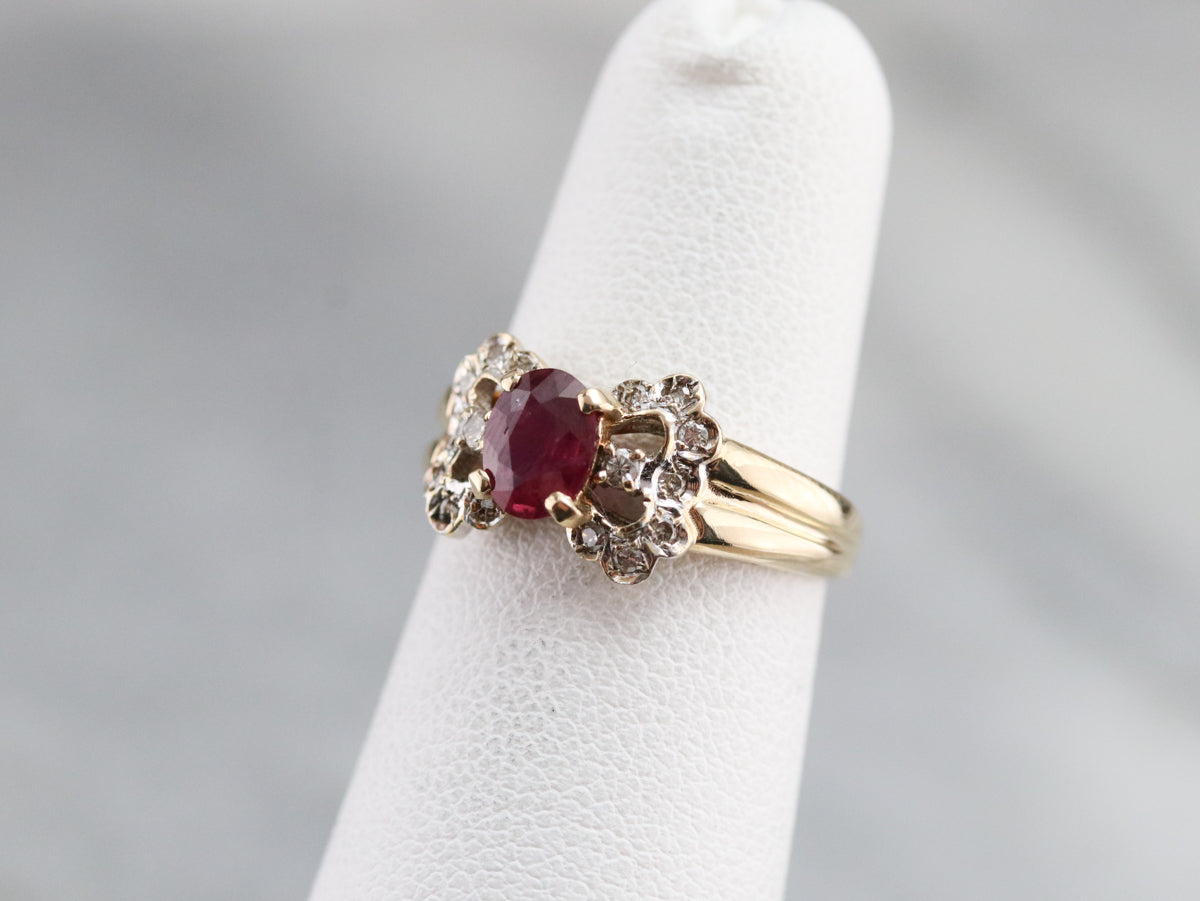 Vintage Ruby and Diamond Bow Ring