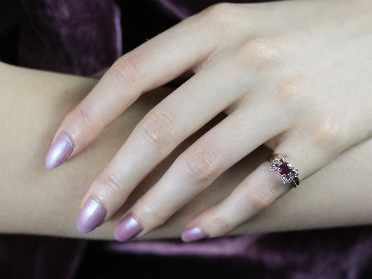 Vintage Ruby and Diamond Bow Ring